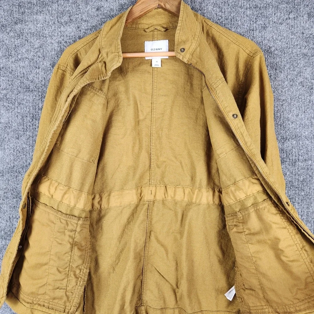 Old Navy Jacket Womens Mustard Brown Utility Field XS Full Zip Drawstring Waist - Picture 3 of 11